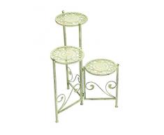 aubaho 3-Stufig Blumenbank Nostalgie Blumentreppe Pflanztreppe Eisen grün antik Stil