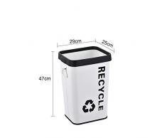 XGGYO Mülleimer, rechteckig ohne Deckel Müll Klassifizierung Umweltschutz Metall Material Papierkorb Geeignet für Außenküche Kreativ/Weiß / 26L