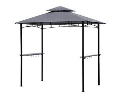 Sekey Grill Pavillon 2.35 x 1.45m, Wasserdicht Gartenlauben Gartenzelt Partyzelt für Garten/Partys/Picknick/BBQ´s, UV-Schutz 50+, Grau