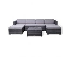 SVITA Lugano Poly Rattan Lounge Garten-Set XXL Sofa-Set Garnitur Gartenmöbel Couch-Set (XXL, Grau)