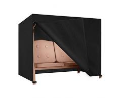 Dokon Hollywoodschaukel Abdeckung 3 Sitzer, Wasserdicht, Winddicht, UV-Beständiges, Schwerlast Reißfest 600D Oxford Gewebe Schutzhülle für Gartenschaukel (210x150x150cm) - Schwarz