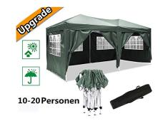 Serface Pavillon Faltpavillon 3x6 Wasserdicht Faltbare Gartenpavillon Festival Sonnenschutz Faltpavillon, UV-Schutz mit 4 Seitenteilen für Garten/Party/Hochzeit/Picknick (3x6m Grün)