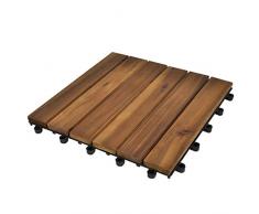 Festnight Terrassenfliesen vertikales Muster 30 x 30 cm Balkonfliese Akazie 20er-Set Holzfliese für Terrasse Garten