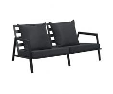 vidaXL Gartensofa 2-Sitzer mit Auflagen Witterungsbeständig Gartenbank Sitzbank Bank Loungesofa Gartenmöbel Sofa Lounge Dunkelgrau Aluminium