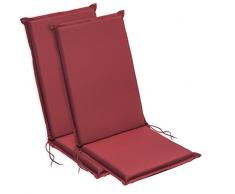 sleepling Outdoor 193927 2er Set Hochlehner Gartenstuhl Auflage 120 x 50 x 6 cm, rot