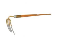 SHW-FIRE 59058 Dunghacke Kartoffelhacke Kreil Gartenhacke Hacke Vierzahn 4 Zinken mit Stiel Holzstiel Eschenholz 135cm lang