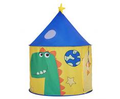 SONGMICS Spielzelt für Kleinkinder, Spielhaus für innen und außen, tragbares Pop-up Indianerzelt mit Tragetasche, Dinosaurier-Themenspielhaus, Privatraum für bis zu 3 Kinder LPT02YU