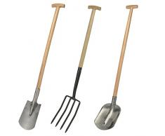 Land-Haus-Shop Gartengeräte massiv 1 von 3, Spaten Forke oder Schaufel mit Holzstiel u. T Griff (Set 3 teilig)