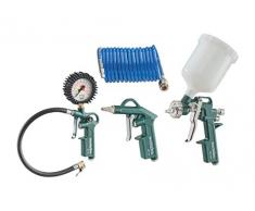 Metabo Druckluft-Werkzeugset LPZ DL / qualitatives Druckluftwerkzeug für Kompressor / Set mit Blaspistole, Reifenfüllmessgerät, Farbspritzpistole und Spiralschlauch
