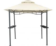 habeig Grillpavillon Wasserdicht 310g/m² PVC Dach Pavillon 250x150 cm mit Ablage Gartenlaube Gartenpavillon BBQ (Beige 27-B)