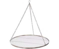 60 cm Grillrost Edelstahl für Schwenkgrill 3 Bein BBQ Grill Rost mit Kette 14 mm Stababstand