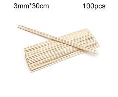 hearsbeauty 50 / 100Pcs Tragbare Einweggrill BBQ Bambusspieße Fleisch Essen Fleischbällchen Holzstäbchen 3 mm * 30 cm