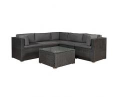 ArtLife Polyrattan Lounge Nassau schwarz | Gartenmöbel Set mit Ecksofa & Tisch | Bezüge in Grau | Sitzgruppe für Terrasse | Loungemöbel Gartenlounge