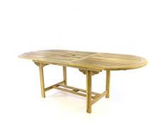 Divero Gartentisch Esstisch Balkontisch Tisch für Terrasse Balkon Wintergarten 170/230 cm Teak-Holz ovale ausziehbar witterungsbeständig massiv Natur unbehandelt