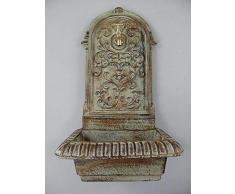 linoows SSchwerer Wandbrunnen Gusseisen,Grün/Braun, Wand Brunnen Wetterfest, 65 cm