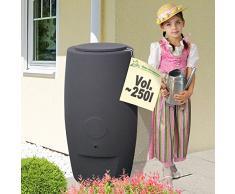 AMUR Regentonne Säule grau/anthrazit, 250l- das schlanke REGENFASS! REGENSPEICHER REGENBEHÄLTER, KOMPAKT und PRAKTISCH (Anthrazit)