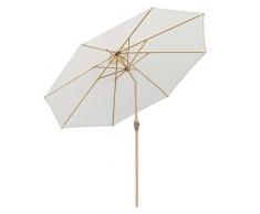 Sekey® 300 cm Sonnenschirm Marktschirm Gartenschirm Terrassenschirm Rund UV50+ (HolzMetall, Creme)