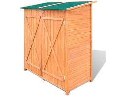 Vislone Holz Gerätehaus Garten Schrank aus Holz Geräteschuppen Geräteschrank 138 x 65,5 x 160 cm