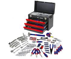 WORKPRO Werkzeugkoffer Mechanik Metall mit 3 Schubladen Heavy Duty Werkzeugschrank (408 Stück)