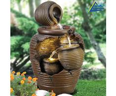 Gartenbrunnen Brunnen Zierbrunnen Zimmerbrunnen Springbrunnen Brunnen 4-Amphoren mit LED-Licht 230V Wasserfall Wasserspiel für Garten, Gartenteich, Terrasse, Teich, Balkon Sehr Dekorativ