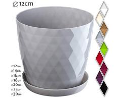 KADAX Blumentopf, EIN Topf für Blumen und Pflanzen mit Untersetzer, Pflanzkübel leichtes und beständiges Material EIN dekorativer Topf für Pflanzen (12cm, Grau)
