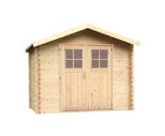 Alpholz Gartenhaus Mons aus Massiv-Holz | Gerätehaus mit 19 mm Wandstärke | Garten Holzhaus inklusive Montagematerial & Dachpappe | Geräteschuppen Größe: 270 x 270 cm | Satteldach