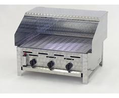 Edelstahl Gasgrill Gastrobräter mit Grillrost, Sicht- und Spritzschutz aus Edelstahl