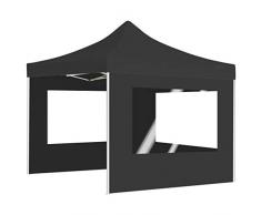 Festnight- Profi-Partyzelt Faltbar mit Wänden and Klappbarem Design Wasserabweisend Pavillon Partyzelt Gartenzelt Festival Aluminium 3×3m Anthrazit