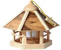 dobar Aufwendiges Design-Vogelhaus Natural Camouflage mit Futtersilo,6-eckige Wildvogel-Futterstation zum Aufhängen, 35 x 35 x29 cm