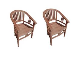 SAM Möbel Outlet 2er Spar-Set Gartenstuhl Sessel aus Teak Holz mit Armlehnen Moreno