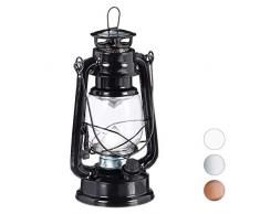 Relaxdays, schwarz Sturmlaterne LED, Retro Sturmlampe als Fensterdeko oder elektrische Gartenlaterne, batteriebetrieben