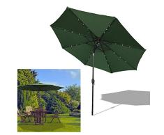LZQ Sonnenschirm mit LED, Ø 300 cm, Marktschirm mit Kurbel, UV-Schutz UPF 40+, Gartenschirm, Terrassenschirm, Sonnenschutz, ohne Ständer, Outdoor, für Garten, Balkon, Terrasse, Grün