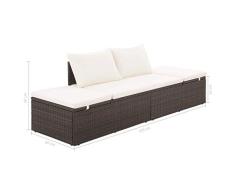 Gartenliege Sonnenliege Poly Rattan Lounge Liege | Verstellbar Gartenbank Lounge Sofa Liege mit Sitzpolster | Outdoor Freizeitliege Schlafliege | 195 x 60 x 60 cm Braun