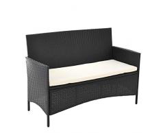 ESTEXO Polyrattan Gartenbank 2-Sitzer Schwarz