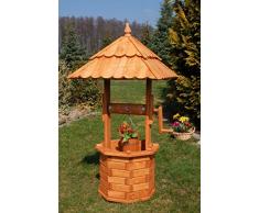 DEKO VERTRIEB BAYERN XL Holzbrunnen 120cm Gartenbrunnen imprägniert 1,20 m massiv Garten Zierbrunnen