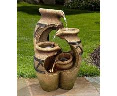 Wehmann Solarspringbrunnen Solarbrunnen Kreta Garten Brunnen Kaskade Komplettset für Garten und Terrasse Tag und Nacht ! NEU mit gratis Netzteil