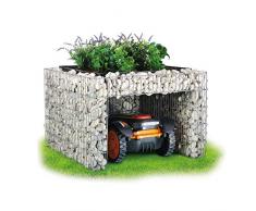 bellissa Gabionen Mähroboter-Garage - 97296 - Bepflanzbare Rasenmäher-Garage mit Pflanzschale - 75 x 75 x 53 cm