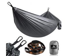 NATUREFUN Ultraleichte Reise Camping Hängematte | 300kg Tragkraft, (275 x 140 cm) Atmungsaktiv, Schnelltrocknendes Fallschirm Nylon | 2 x Premium Karabiner, 2 x Nylon-Schlingen Inbegriffen