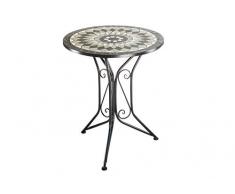 Kobolo Gartentisch Metalltisch mit Mosaikplatte - H70 cm x D60 cm - grau