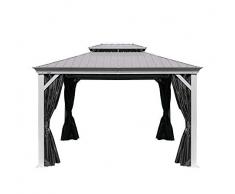 Sojag Stahl-Pavillon 3x4 m Messina Garten-Pavillon Terasse-n-Überdachung Aluminium-Pavillon Gazebo Pavillion Sonnenschutz Moskito-Netz wasserdicht stabil robust wetterfest langlebig Winterfest