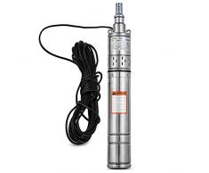 Buoqua Tiefbrunnenpumpe 500W Brunnenpumpe Tiefbrunnenpumpe 0.5KW 50HZ Deep Well Pump Tiefenpumpe 2100L/H Submersible Pump mit 14m Kabel (3.5QGD)