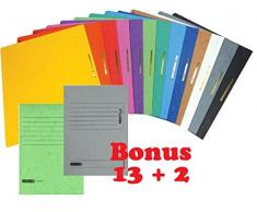 15 Brunnen Schnellhefter Papphefter 13 Farben extra stark 375g (15er Pack, Sortiert)