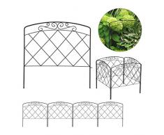 Relaxdays Beetzaun, 4-teilige Beetumrandung für Garten, Dekozaun Metall, antikes Design, HxB: 41,5 x 245 cm, schwarz