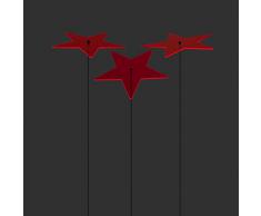 SUNPLAY Sonnenfänger Sterne Lisa in ROT, 3 Stück je 10 cm Durchmesser im Set + 35 cm Schwingstäbe