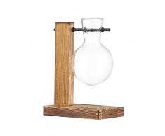 Jacinta Hydrokultur-Pflanzvase Glas mit Rahmen Holz Vintage Bonsai Flower Blumentopf Terrarium Tabletop Tisch Home Decor A