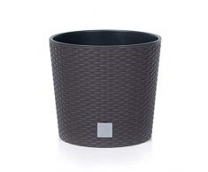MultiProject HappyFlower Blumentopf Pflanzkübel inkl. Einsatz rund Rattan-Optik 4 Größen 4 Farben Übertöpfe (400, Braun)