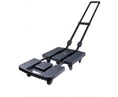 BBG Multifunktions-bewegliche Hand Trucks Einkaufswagen, Outdoor Gartenwerkzeugwagen Startseite Truck Folding Universal-Rad-Gepäckwagen Sackkarre, Lager Über 200Kg,Schwarz,70 × 40 × 100 cm