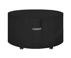 Dokon Gartenmöbel Abdeckung mit Belüftungsöffnungen, Wasserdicht, Winddicht, UV-Beständiges, Schwerlast 600D Oxford Gewebe Schutzhülle für Gartentisch Sitzgruppe, Rund (Ø190x80cm) - Schwarz