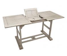 Siena Garden Garten Ausziehtisch Prag 120/160x70cm, Beschichtetes Akazienholz in grau-antik, Oberfläche in Washed-Optik/Shabby Look
