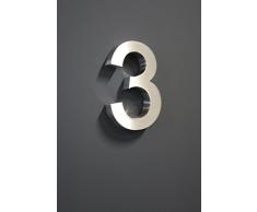 Lüllmann Hausnummer Premium Edelstahl in 3D Design Arial ALLE Zahlen H20cmxT3cm V2A TOP (Arial 20cmx3cm Nr.3)